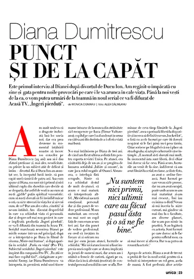 Diana Dumitrescu în revista Unica